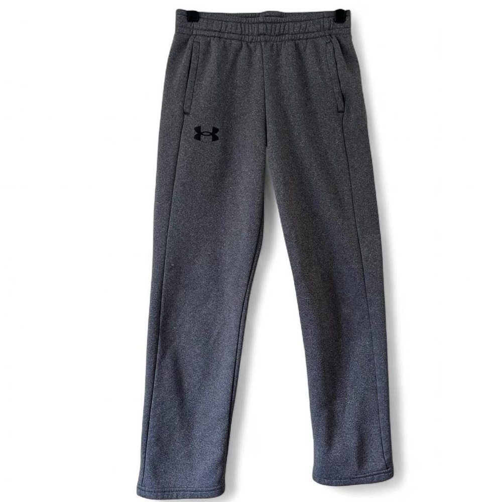 Under Armour Boys M Knit Fleece Gray Heather Warm Up Athletic Jogger Pants